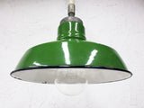 Vintage Wheeler Porcelain Enamel Light Shade Fixture 12" Dia Industrial Green