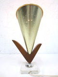 Vintage Mid Century Tulip Flower Light 13", Marble Teak Metal Table Lamp