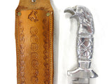 Vintage Eagle Head Mexican Bowie Knife 12" Soy Puro Mexicana, Leather Sheath