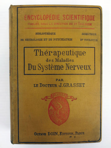 Antique 1907 Neurology Medical Book, Nervous System Therapeutics. Grasset, Paris