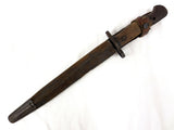 Antique 1907 Wilkinson Bayonet 14", Leather Scabbard with Chape, 5 and 18 Marks