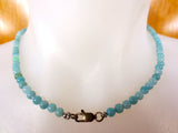 16" Natural Chalcedony Necklace, Turquoise Beads, Sterling Silver Clasp, Never W