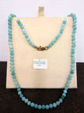 16" Natural Chalcedony Necklace, Turquoise Beads, Sterling Silver Clasp, Never W