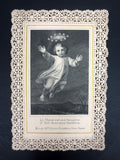 Antique 1859 Holy Card Lace Canivet by Benziger Switzerland, Christmas Night Prayer