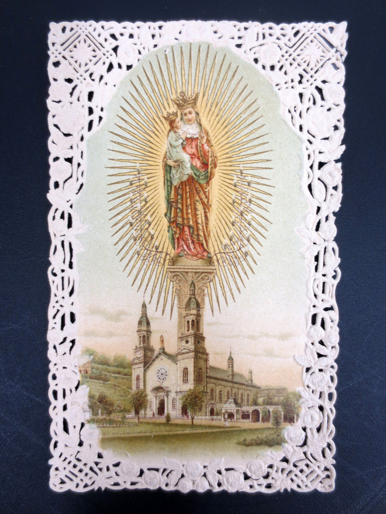 Antique Holy Card Lace Canivet, Indulgenced Prayer to St. Anne, Pope Leon XIII