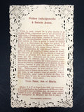 Antique Holy Card Lace Canivet, Indulgenced Prayer to St. Anne, Pope Leon XIII