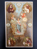 Antique Holy Card Canivet, Notre Dame of 3 Ave Maria, St Mechtildis, Antonius &