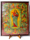 Antique Religious Chromolithograph Our Lady of Rosary by Madonna V Rosenkranz
