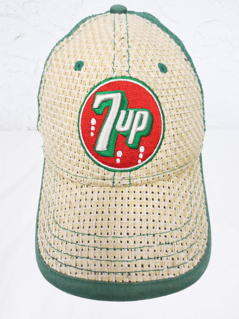 Vintage 7-UP Baseball Cap Size Large, 7up Crest Emblem Front and Back, Green Red