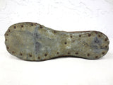 Antique Primitive Child Wood Shoe Form with Original Leather, Metal Sole Plate