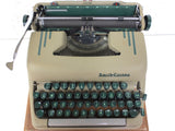 Vintage 1950s Smith Corona Super Portable Typewriter, Green Keys, With Case
