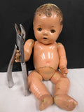 Scary Antique Composition Doll 12", Moving Eyelids, Articulated, Tooth Extractor