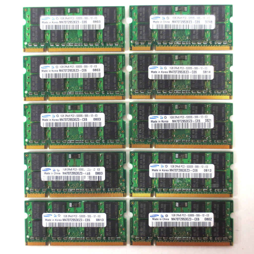 New Samsung 10GB 10x1GB Memory RAM DDR2 667MHz PC2-5300S-555-12-E3 SODIMM