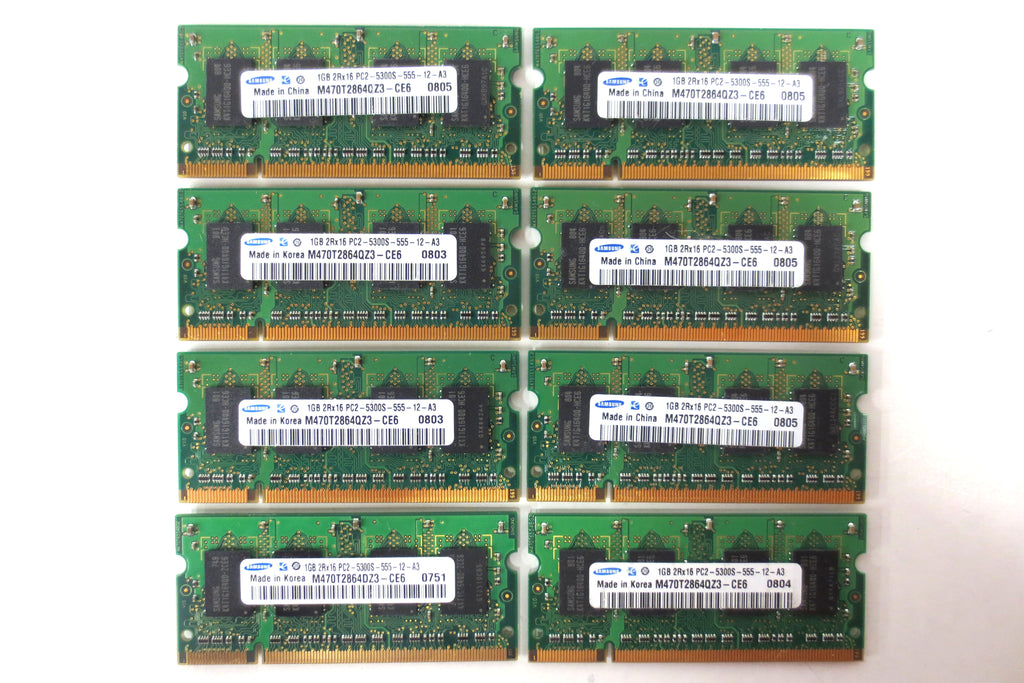 New Samsung 8GB 8x1GB Memory RAM DDR2 667MHz PC2-5300S-555-12-A3 SODIMM