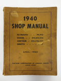 1940 Chrysler Car Shop Manual, Plymouth, Dodge, Chrysler, Desoto