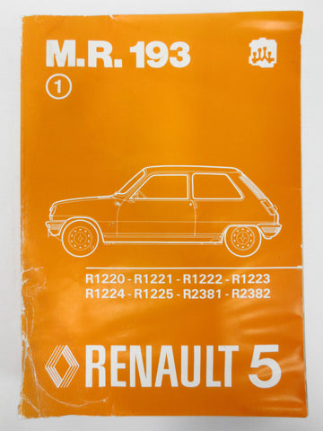 Vintage 1980 Renault 5 Shop Manual MR 193, Manuel de Réparation Renault 5