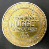 Vintage 1970's Gold Casino Token Coin 35 mm Carson City Nugget Las Vegas Nevada