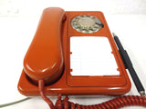 Vintage Mid Century Orange Rotary Phone by Northern Telecom, Pen and Pad