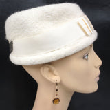 Vintage Mid Century Women's Bunny Fur Hat Made in Italy, Loop, Beads Motif