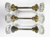 Vintage Antique Glass Door Knobs, 3 Pairs with Rods, 12 Sided Dodecagon