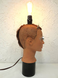 Steampunk Android Mannequin Head Lamp, Vintage Camera Lens Parts, Edison Light