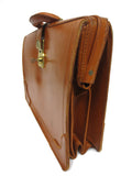 Vintage Leather Attache Case Cognac Brown, Cow Hide, Cheney England, KEY