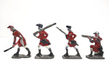 Vintage Antique Lead Toy Soldiers Shooting Muskets, Red British Army, 1 1/2"