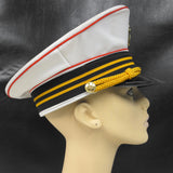 Vintage Ocean Liner Ship Boat Captain Hat, White, Boat Anchor, Size Medium 7 1/8