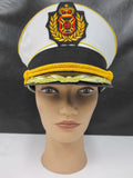 Vintage Ocean Liner Ship Boat Captain Hat, White, HR Crown, Size Large 7 3/8, 59