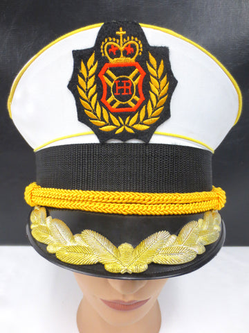 Vintage Ocean Liner Ship Boat Captain Hat, White, HR Crown, Size Large 7 3/8, 59