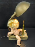 WWIII Steampunk Trump Art Gooseneck Lamp 10X17", Wood Plane, Brass Shell, Doll
