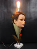 Steampunk Android Mannequin Head Lamp 24", Dune Tulip Lady, Edison Light Bulb