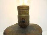 Vintage Antique 1930's Peacock Desk Light Lamp with Inkwell Rest, Edison Bulb