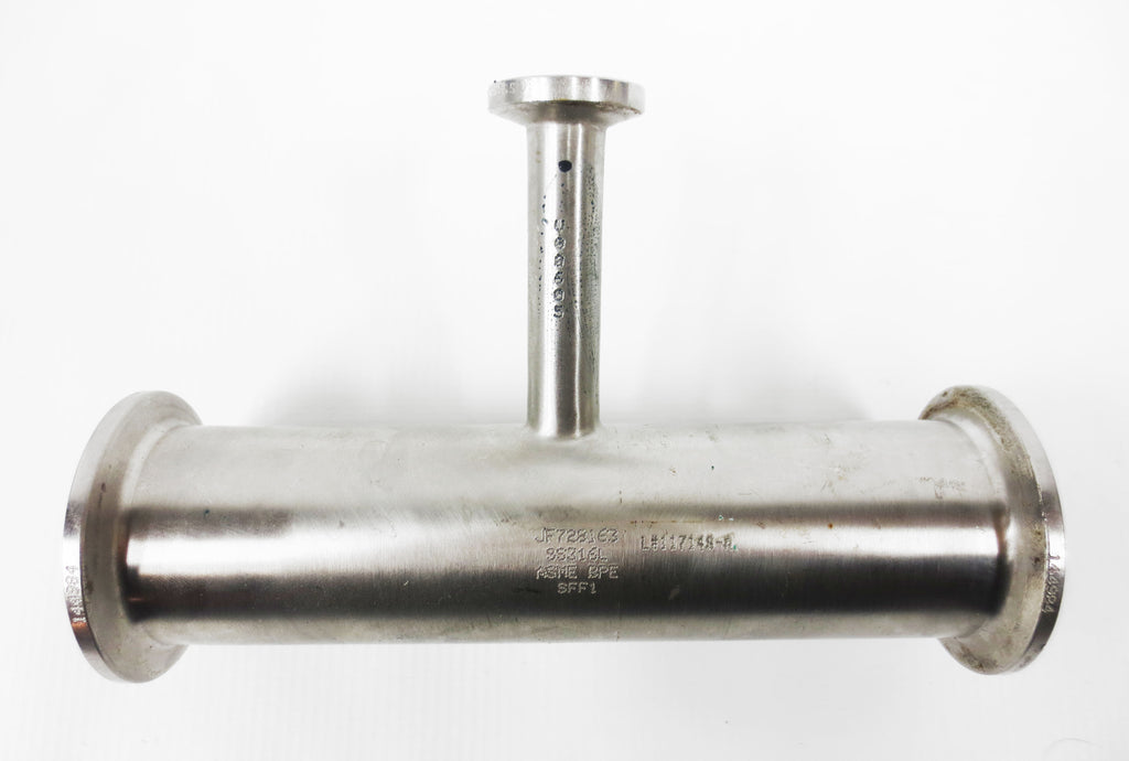 Stainless Steel T Vacuum Fitting Flange Valve 2 X 2 X 1" Diameter, 5 3/4" Long