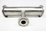 Stainless Steel T Vacuum Fitting Flange Valve 2 X 2 X 1" Diameter, 5 3/4" Long