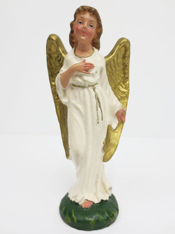 Vintage Manger Figurine 4 3/4" Angel Gold Wings, Christmas Creche, Italy