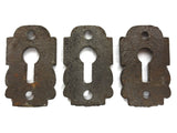 Lot 3 Antique Matching Escutcheon Key Hole Covers, Skeleton Key Covers