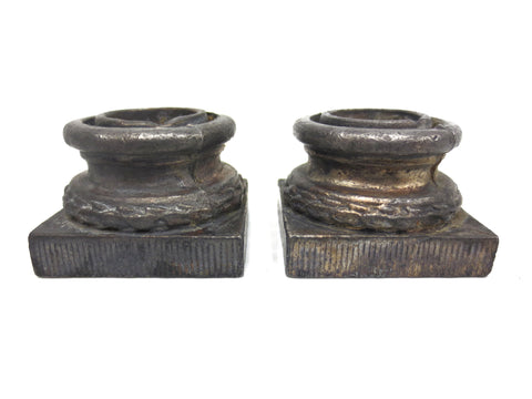 Pair Antique Cast Iron Lamp Base Ornaments, Victorian Ornaments, Pillars