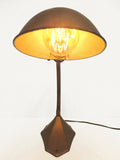 Antique Art Deco Desk Lamp, Gooseneck Light, Cast Iron Heptagon Base, Rewired