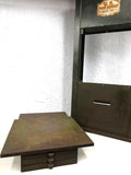 Antique US Post Office Teller Cabinet 46", Post Office Metal Cabinet, Built-In W