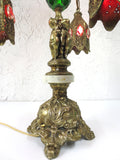 Stunning Vintage Cherub Table Lamp Light Moroccan Style 37", Pierced Lampshade,