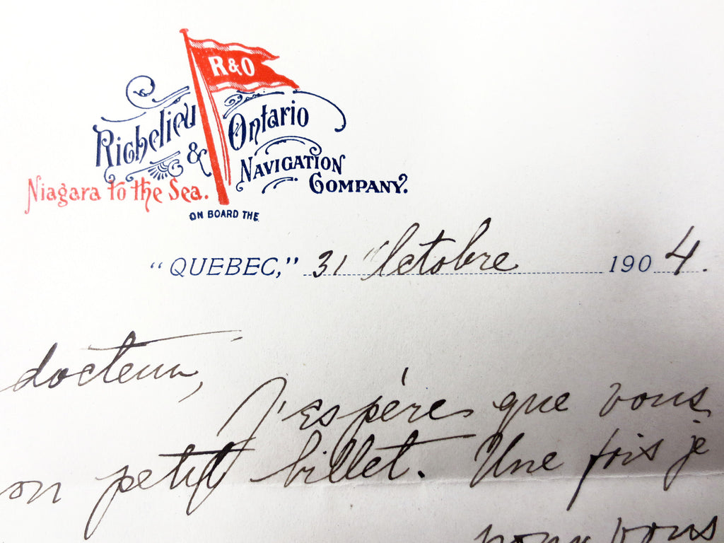 Antique 1904 Richelieu Ontario Navigation Company Personal Letter to a Quebec Do