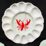 Vintage Carlton Ware Lobster Dish Set of 7, Deviled Eggs/Oyster, 5 Leaf Plates