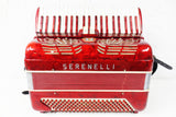 Vintage Serenelli Italy Piano Accordion, 41 Keys 120 Bass, Marbled Ruby Red