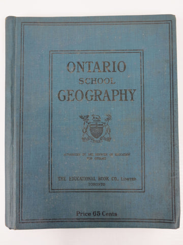 Antique 1910 Geography Book 10X8" Ontario School, 100+ Color Maps/Illustrations
