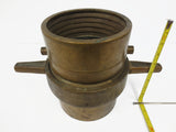 Large Antique Brass 6" Fire Truck Fire Hose Adapter Connector Coupling, Threaded
