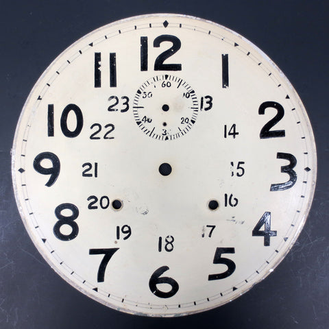 Antique Banjo Wall Clock Dial Face 11", Seconds Dial, 24 Hours, Hand Painted, Lo