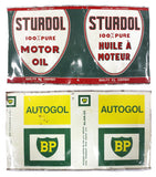 Vintage Sturdol Motor Oil and Autogol BP Detergent Metal Cans, Imperial Quart