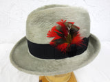 Vintage Luxury Fedora Hat by Biltmore Canadian Beaver Finish Size 7 1/4 Feathers