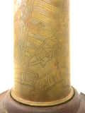 WWI 1914 Brass Shell Desk Lamps 15" Trench Art, Marked Patronenfabrik Germany